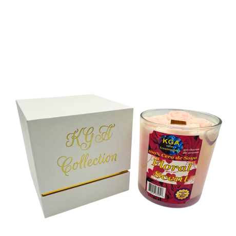 Vela con Rosas Blancas + Caja (10oz)