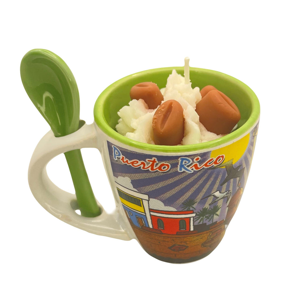 Coffee cup candle with spoon – Hecho en Puerto Rico