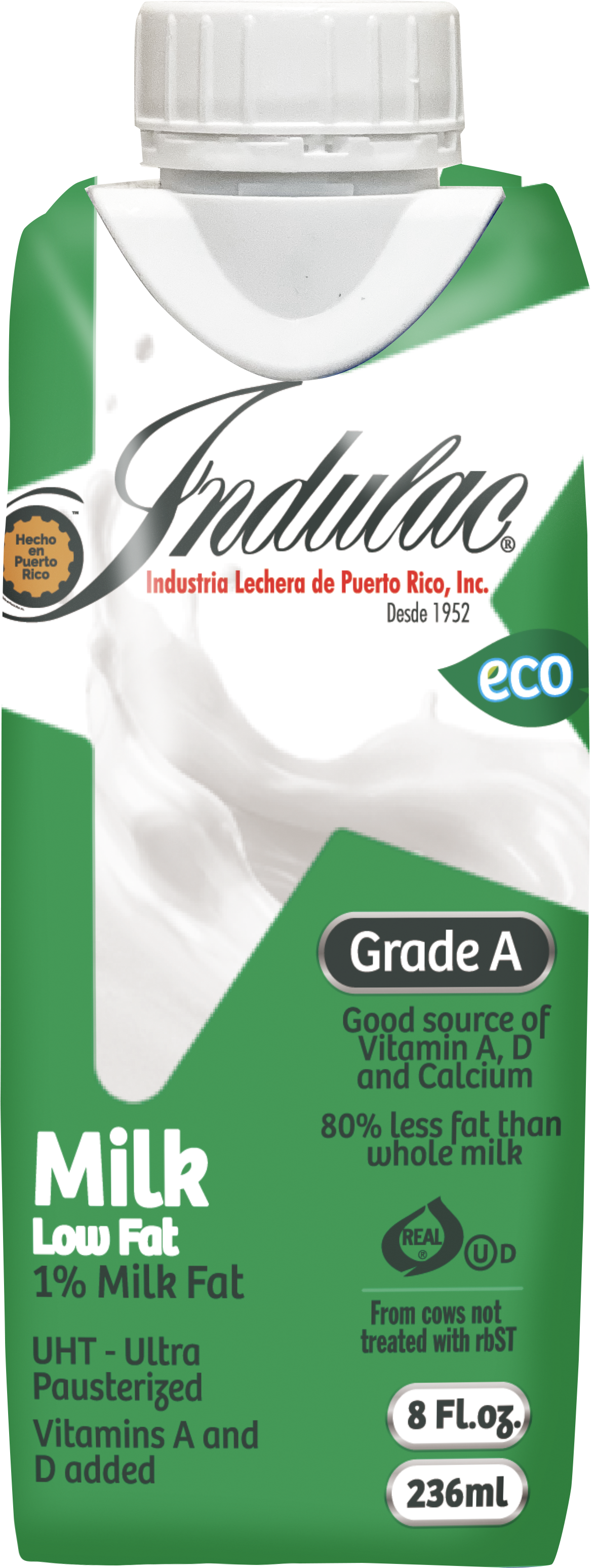 Indulac regular milk 1% 8oz