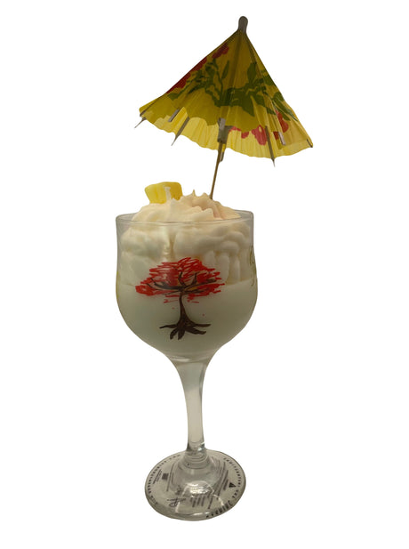 Vela Copa Piña Colada Pintada a Mano