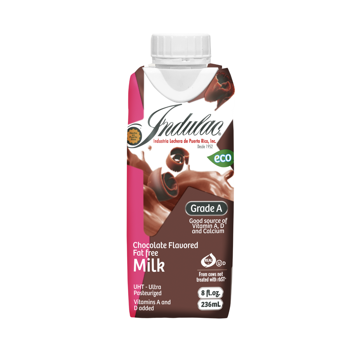 Indulac chocolate skim fat free milk 8oz